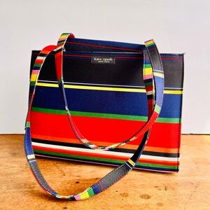 Kate Spade Colorful Striped Fabric Tote Purse Bag